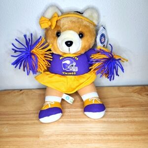 Vintage Vikings Bear Cheerleader 1999 NWT good Stuff Plush‎ Minnesota